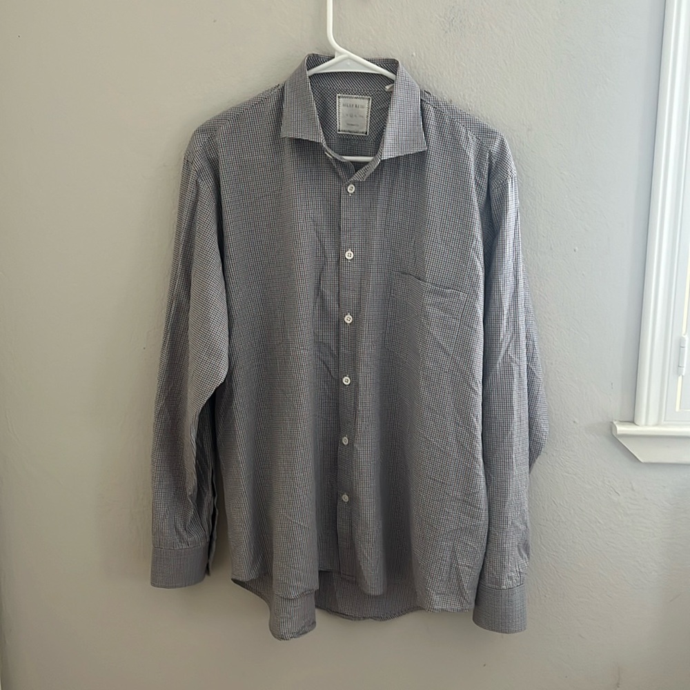 Billy Reid standard cut small check button up size L
